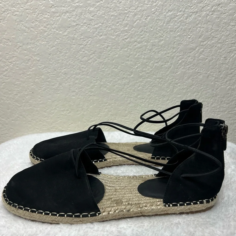Eileen Fisher Lace Up Strappy Lala Sandal Espadrilles Flats Closed Toe Size 9